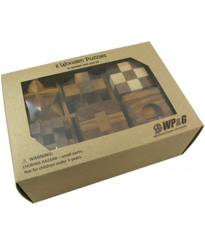 6 Wooden Puzzle Gift Set in A Wood Box - 3D Unique IQ Puzzles $49.59 Brain Teaser Puzzles