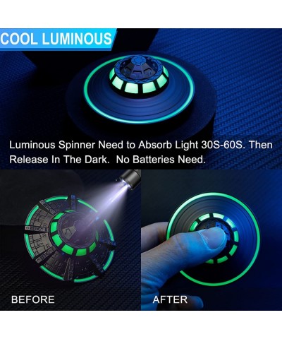 Cool UFO Fidget Spinner Metal Glow in The Dark Luminous Spaceship Fidgit Spinner Gift for Kids Adults Stress Anxiety Relief T...