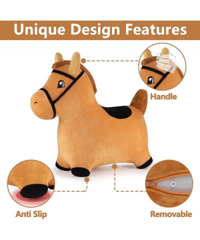 Bouncy Pals Brown Hopping Horse Toddler Plush Animal Hopper Toy Kids Inflatable Ride on Bouncer W/ Pump Indoor Outdoor Jumper...