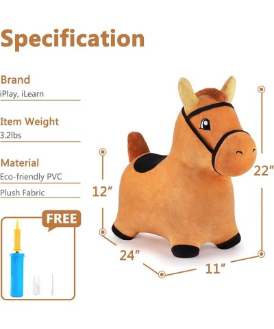 Bouncy Pals Brown Hopping Horse Toddler Plush Animal Hopper Toy Kids Inflatable Ride on Bouncer W/ Pump Indoor Outdoor Jumper...