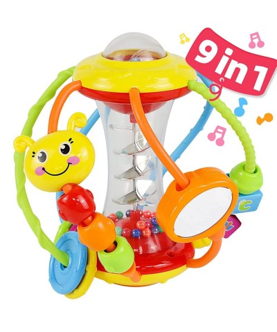 Baby Toys 0-6 Months - Baby Toys 6 to 12 Months Rattles with Mirror Spinner Beads Activity Ball Infant Toys Shaker Grab Rattl...