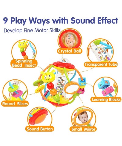 Baby Toys 0-6 Months - Baby Toys 6 to 12 Months Rattles with Mirror Spinner Beads Activity Ball Infant Toys Shaker Grab Rattl...