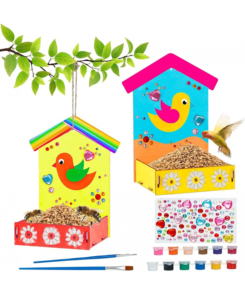 Wooden Arts and Crafts for Kids 2-Pack Make Your Own Bird Feeder Painting Kit with Diamond Stickers Educational Fun Kids Craf...