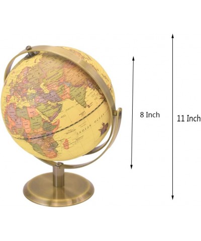 Retro Style World Globes 8" Educational World Globe with Stand All Angle Rotatable Night Light with Built-in LED Decor for Of...