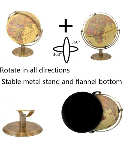 Retro Style World Globes 8" Educational World Globe with Stand All Angle Rotatable Night Light with Built-in LED Decor for Of...