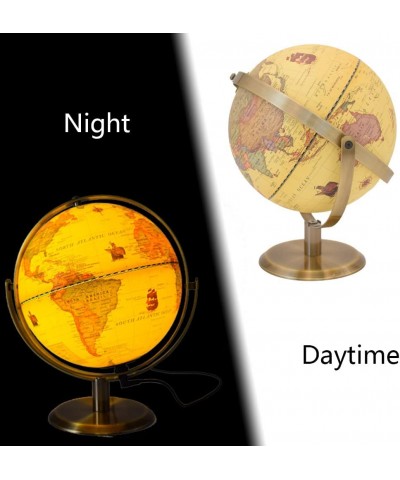 Retro Style World Globes 8" Educational World Globe with Stand All Angle Rotatable Night Light with Built-in LED Decor for Of...