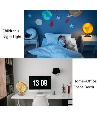 Retro Style World Globes 8" Educational World Globe with Stand All Angle Rotatable Night Light with Built-in LED Decor for Of...