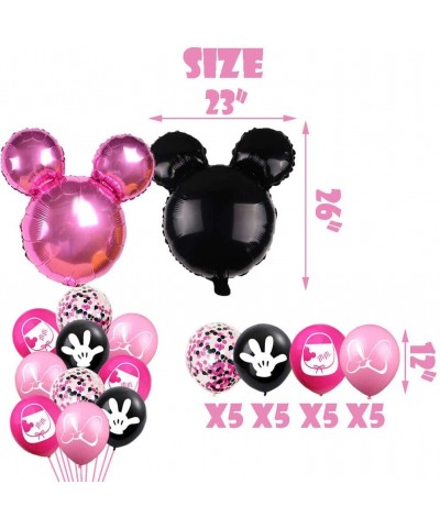 Minnie First Birthday Balloons Pink and Black Minnie Inspired First Year Banner Minnie One Balloons Mouse Girls 1st Birthday ...