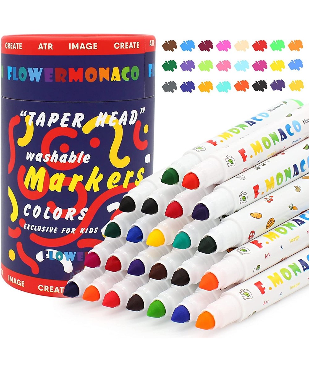 Washable Markers for Kids Ages 2-4 Years Broad Line 24 Colors Toddler Markers for Coloring Books Safe Non Toxic Art School Su...