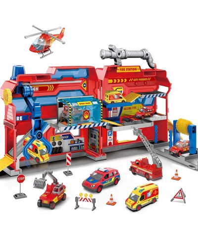 Kids Toys Cars Playset for Boys Toddler Toys for 3 4 5 6 Year Old Boys Fire Truck Station Garage Toys with Race Track 5 Theme...