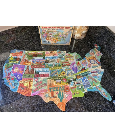 US Map Puzzle Great American Roadtrip with Individual States 1000 Piece Jigsaw Puzzle for Kids and Adults Large America Shape...