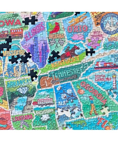 US Map Puzzle Great American Roadtrip with Individual States 1000 Piece Jigsaw Puzzle for Kids and Adults Large America Shape...