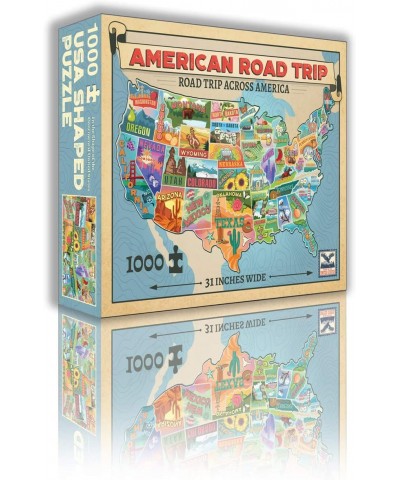 US Map Puzzle Great American Roadtrip with Individual States 1000 Piece Jigsaw Puzzle for Kids and Adults Large America Shape...