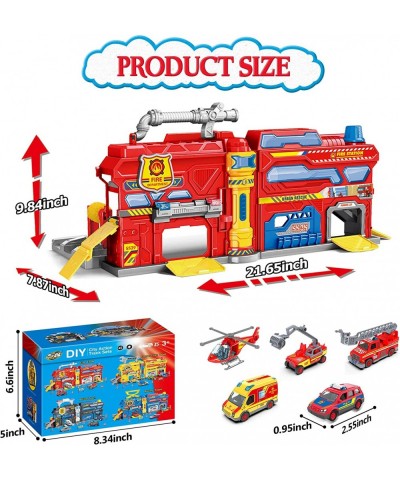 Kids Toys Cars Playset for Boys Toddler Toys for 3 4 5 6 Year Old Boys Fire Truck Station Garage Toys with Race Track 5 Theme...