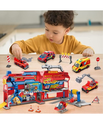 Kids Toys Cars Playset for Boys Toddler Toys for 3 4 5 6 Year Old Boys Fire Truck Station Garage Toys with Race Track 5 Theme...