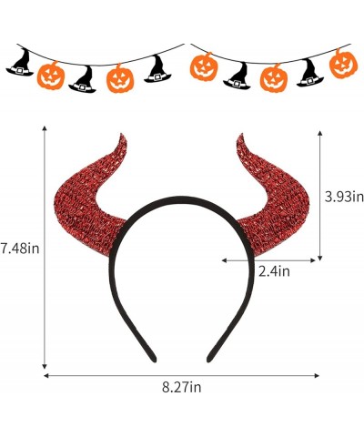 8pcs Halloween Red Devil Horns Headband Christmas Headband Hair Decorative Hoop Accessories for Holiday Costume Party Fancy D...