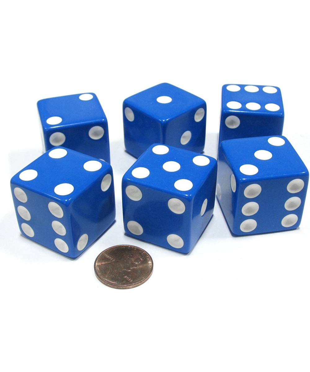 Set of 6 D6 25mm Large Opaque Jumbo Dice - Blue with White Pip $18.57 Game Accessories