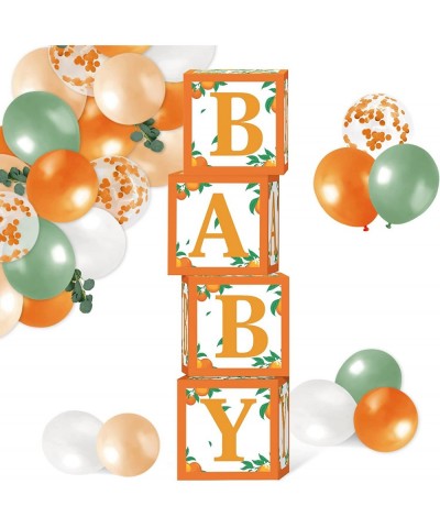 Little Cutie Baby Shower Balloon Boxes Decorations 1st Birthday Party Orange Backdrop Favor Including Clementine Party Boxes ...