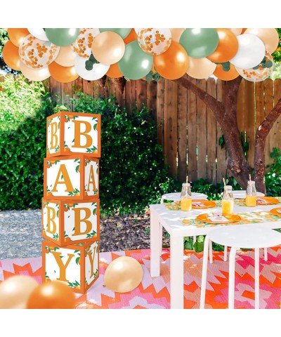 Little Cutie Baby Shower Balloon Boxes Decorations 1st Birthday Party Orange Backdrop Favor Including Clementine Party Boxes ...