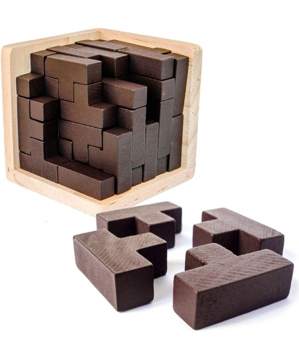 Wooden Brain Teaser Puzzle Cube Wooden Puzzles T-Shaped Jigsaw Logic Puzzle Educational Toy for Kids and Adults (Wine) $19.76...