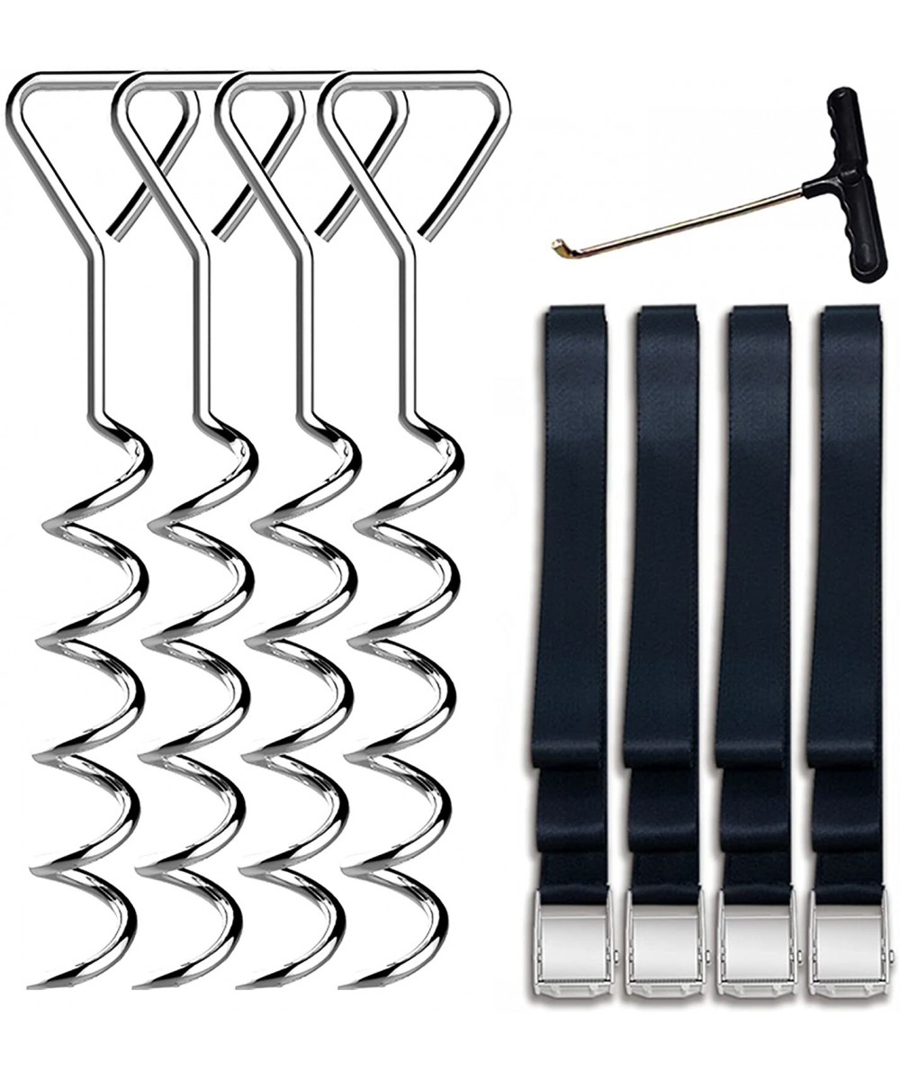 USA Trampoline Stakes Heavy Duty Trampoline Parts Corkscrew Shape Steel Stakes Anchor Kit with T Hook for Trampolines -Set of...