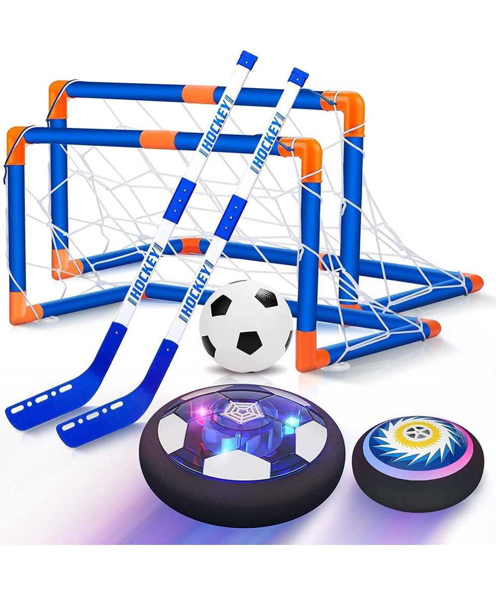 2-in-1 Hover Hockey Soccer Gifts for Boys 4-8 Rechargeable Led Lights Floating Hover Soccer Hockey Ball Set Sports Indoor Hoc...