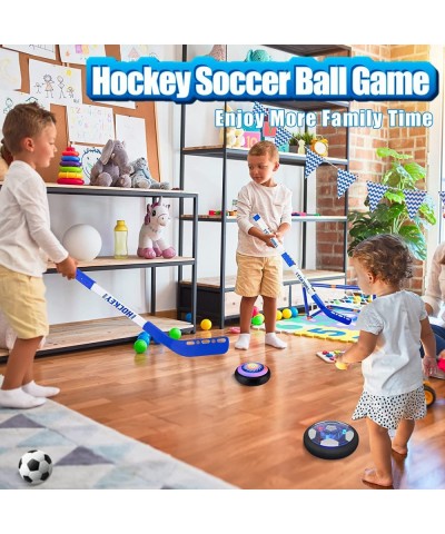 2-in-1 Hover Hockey Soccer Gifts for Boys 4-8 Rechargeable Led Lights Floating Hover Soccer Hockey Ball Set Sports Indoor Hoc...