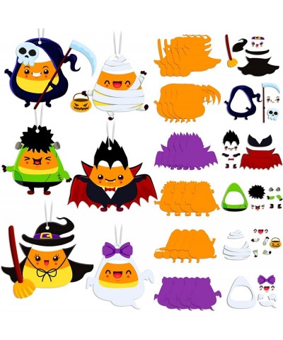 24 Set Halloween Crafts for Kids DIY Candy Corn Craft Make Your Own Simple Fall Arts Crafts for Boys Girls Halloween Party Fa...