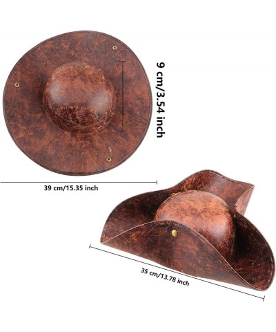 4 Pack Faux Leather Pirate Hat Tricorn Hat Distressed Brown Tri-Corner Hat for Pirate Theme Party Halloween Cosplay Dress up ...