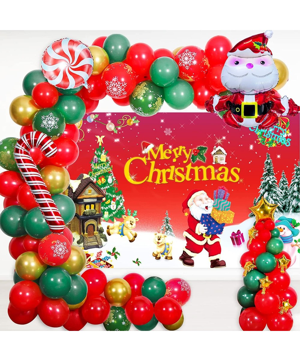 Christmas Balloons Arch Kit with Merry Christmas Banner Backdrop Christmas Party Decorations Balloos Garland Holiday Red Fore...