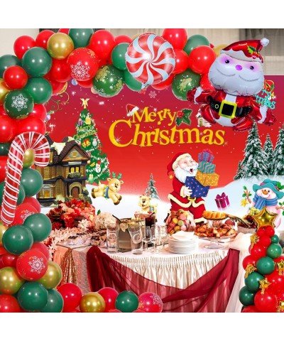 Christmas Balloons Arch Kit with Merry Christmas Banner Backdrop Christmas Party Decorations Balloos Garland Holiday Red Fore...