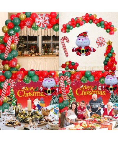 Christmas Balloons Arch Kit with Merry Christmas Banner Backdrop Christmas Party Decorations Balloos Garland Holiday Red Fore...