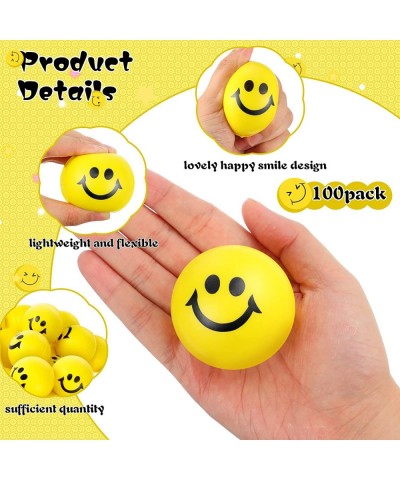 100 Pcs Smile Face Stress Balls Bulk 2 Inch Funny Face Stress Relief Balls Mini Foam Smile Face Toys for Finger Exercise Scho...