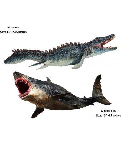 Mosasaurus and Megalodon Water Dinosaur Great White Shark Toys Dinosaur with Sea Monster Set for Birthday Gifts Cake Topper T...