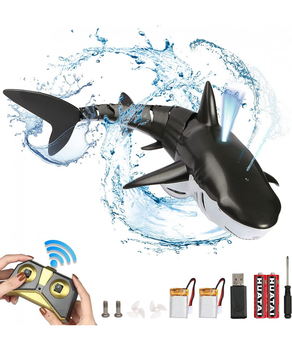 Remote Control Pool Shark Toys - Upgrade 2.4GHz High Simulation RC Shark with Water Spray Diving Light for Swimming Pool Bath...