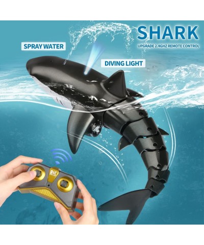 Remote Control Pool Shark Toys - Upgrade 2.4GHz High Simulation RC Shark with Water Spray Diving Light for Swimming Pool Bath...