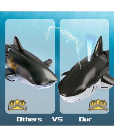 Remote Control Pool Shark Toys - Upgrade 2.4GHz High Simulation RC Shark with Water Spray Diving Light for Swimming Pool Bath...