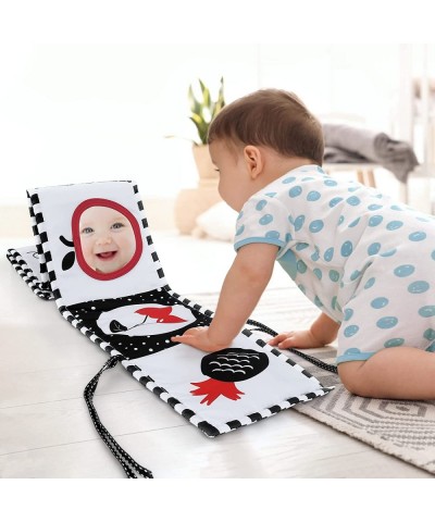 Baby Toys 0-6 Months - Black and White Soft Book 2 Pack Tummy Time Mirror Infant Toys High Contrast Baby Newborn Toys Gifts f...