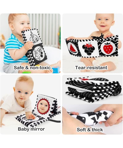 Baby Toys 0-6 Months - Black and White Soft Book 2 Pack Tummy Time Mirror Infant Toys High Contrast Baby Newborn Toys Gifts f...