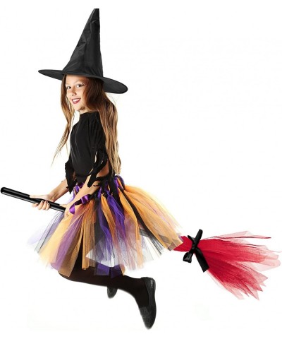 Halloween Witch Costume Accessory Plastic Witch Broom Kids Black Witch Hat Wizard Flying Broom Photography Prop Toy Wizard Co...