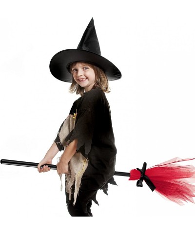 Halloween Witch Costume Accessory Plastic Witch Broom Kids Black Witch Hat Wizard Flying Broom Photography Prop Toy Wizard Co...