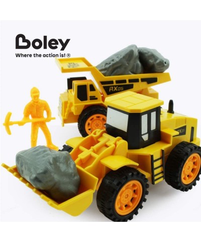 Builders Play Set - 24 Piece Kids Construction Toys with Bulldozer Dump Truck Front Loader and Backhoe Toy Trucks Diecast Sig...