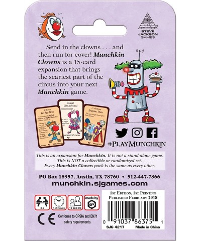 Munchkin Clowns Card Game (Mini-Expansion) | 15 Cards | Adult Kids & Family Game | Fantasy Adventure Roleplaying Game | Ages ...