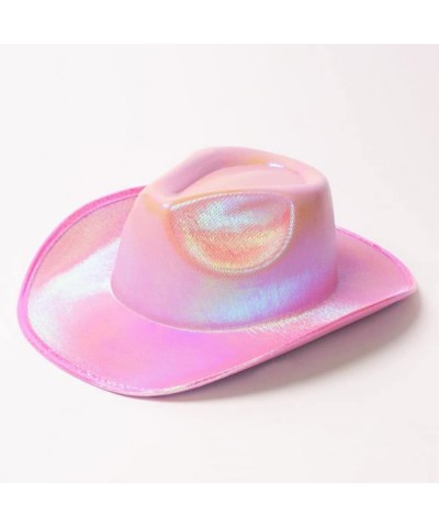 Holographic Pink Space Cowgirl Hat with Heart Glasses Bandana Metallic Neon Rave Sparkly Women Cowboy Hats Rodeo Party(Pink) ...