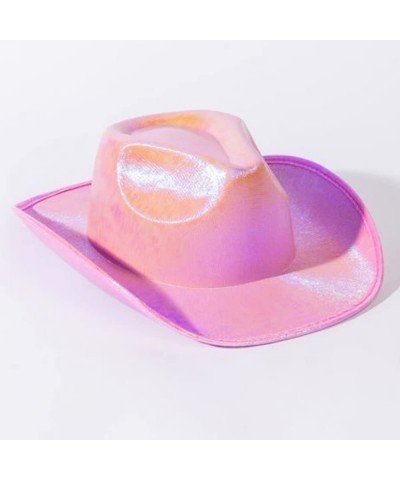 Holographic Pink Space Cowgirl Hat with Heart Glasses Bandana Metallic Neon Rave Sparkly Women Cowboy Hats Rodeo Party(Pink) ...