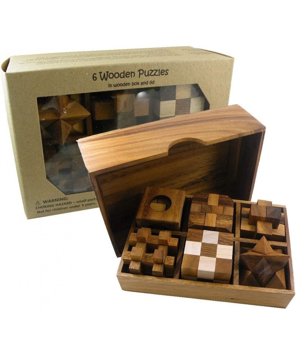 6 Wooden Puzzle Gift Set in A Wood Box - 3D Unique IQ Puzzles $50.81 Brain Teaser Puzzles