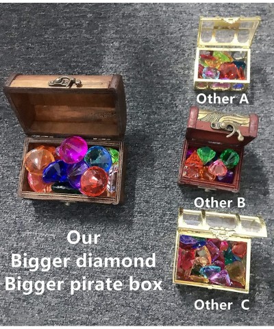 Diving Gem Pool Toy 15 Big Colorful Diamond Set with Big Treasure Chest Pirate Box Underwater Gem Diving Dive Throw Toy Set S...