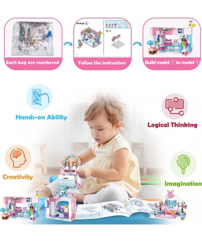 Girls Building Blocks Toys 653 Pieces Creator 4in1 Pink Jewelry Box Building Kit Friends Hair Salon City Sets Educational Gif...