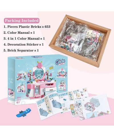 Girls Building Blocks Toys 653 Pieces Creator 4in1 Pink Jewelry Box Building Kit Friends Hair Salon City Sets Educational Gif...