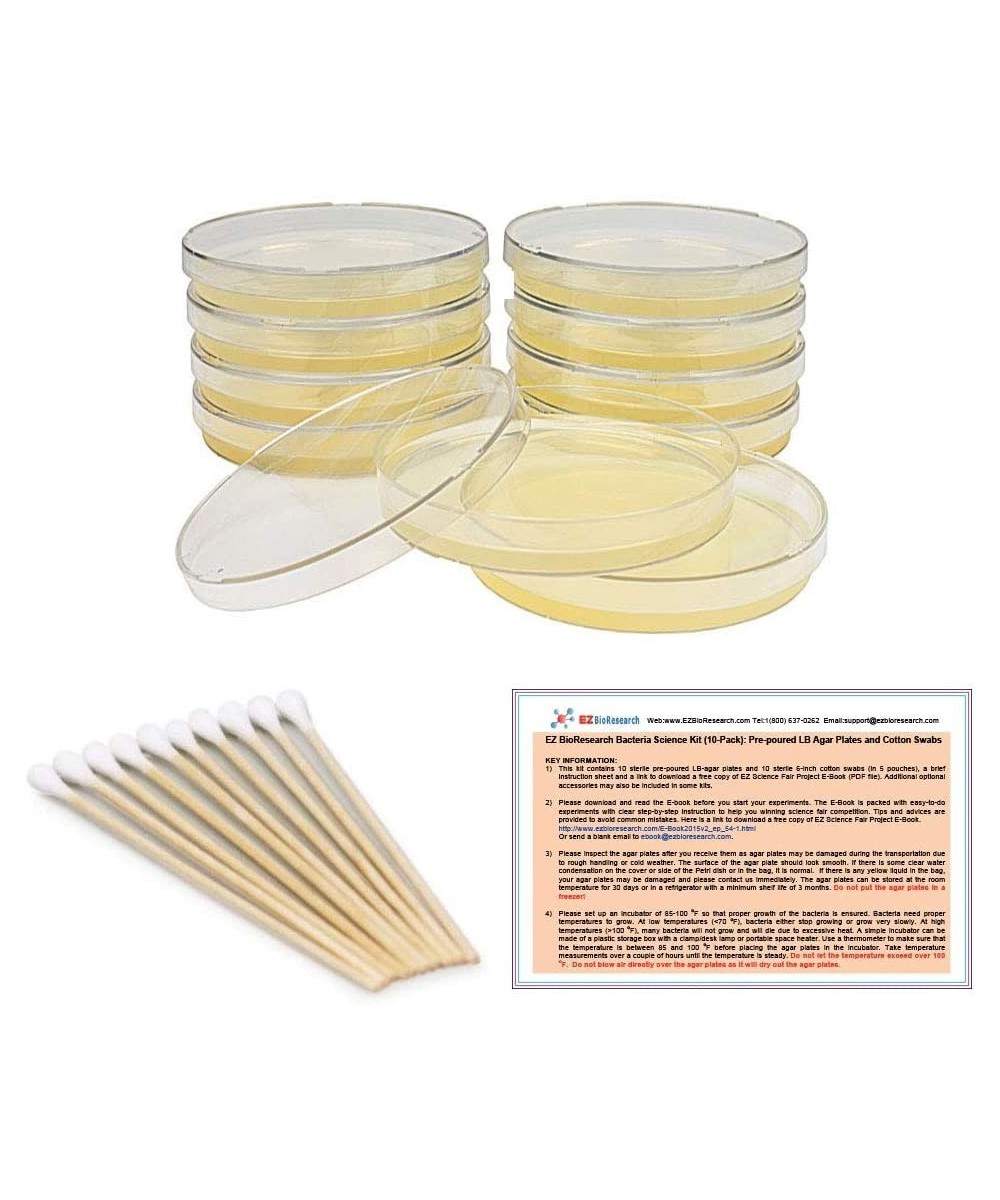 Bacteria Science Kit (IV): Top Science Fair Project Kit. Prepoured LB-Agar Plates And Cotton Swabs. Exclusive Free Science Fa...